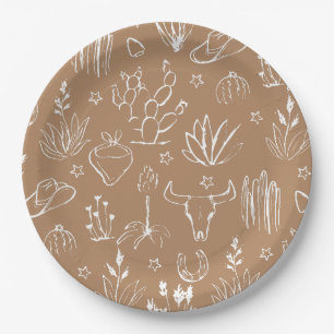 Cowboy Desert Western Brown Paper Plate