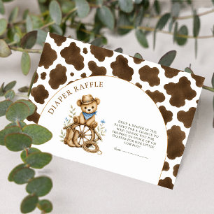 Cowboy Diaper Raffle Ticket  Cow Print Baby Shower Enclosure Card
