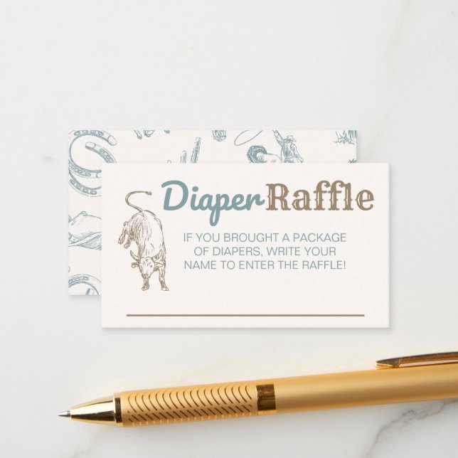 Cowboy Diaper Raffle Ticket Entry Card (Front/Back In Situ)