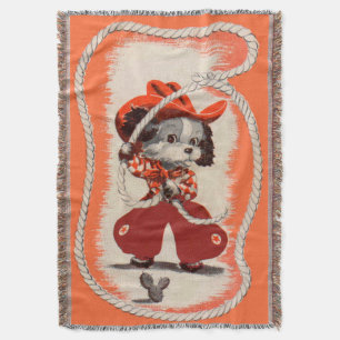 cowboy dog print throw blanket