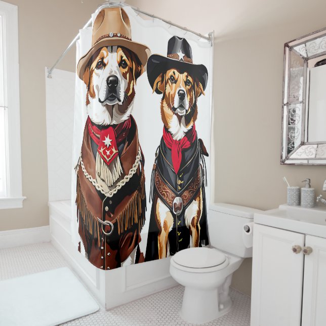 Cowboy Dogs Shower Curtain (In Situ)