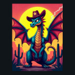 Cowboy Dragon Showdown – Funny Pop Art Fantasy Poster<br><div class="desc">This poster tells the story of Sheriff Sparky, a fierce dragon with a comical side. The tiny, star-adorned cowboy hat on his massive head is the key—it's the hilariously small detail that transforms a mythical beast into the lawman of a fantastical Wild West. The art is special because it brilliantly...</div>