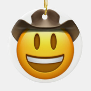 Cowboy emoji face ceramic tree decoration