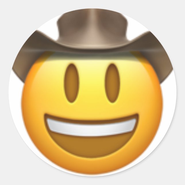 Cowboy emoji face classic round sticker (Front)