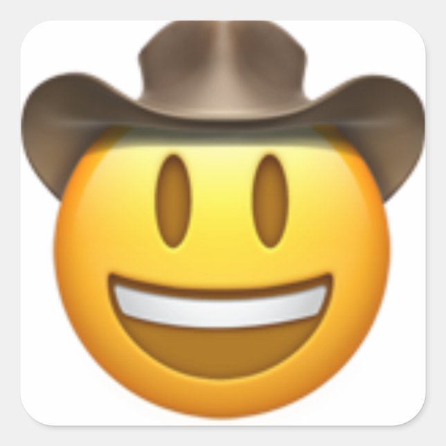 Cowboy emoji face square sticker (Front)