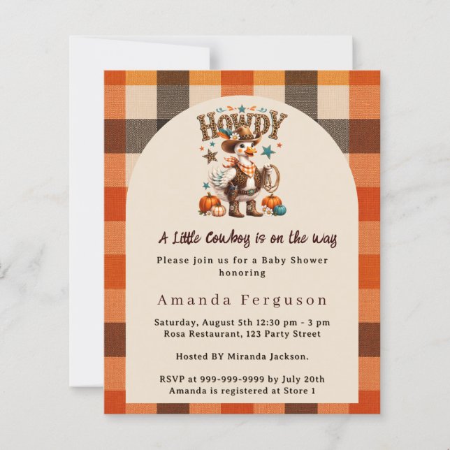 Cowboy fall western goose Baby Shower invitation (Front)
