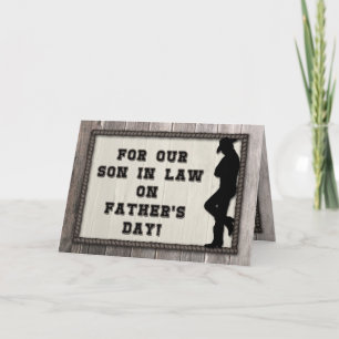 Cowboy Father's Day, Son in Law, Rustic Wood Look Card