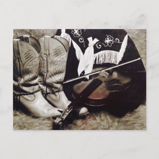 Cowboy Fiddler  Postcard