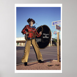 Cowboy figure sign welcoming tourists to Scottsdal
