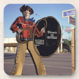 Cowboy figure sign welcoming tourists to Scottsdal Coaster