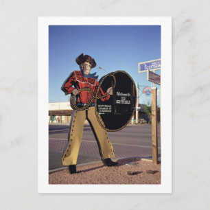 Cowboy figure sign welcoming tourists to Scottsdal Postcard
