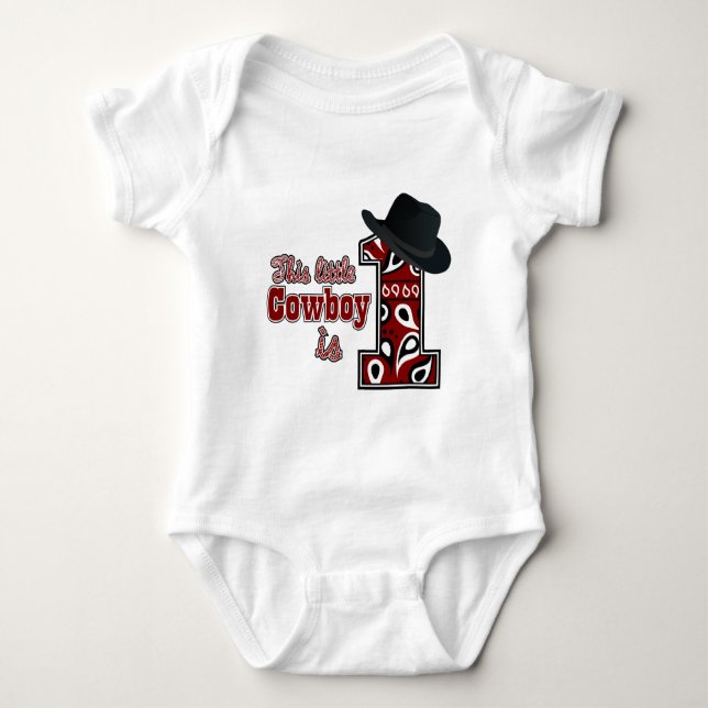 Cowboy First Birthday Baby Bodysuit (Front)