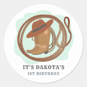 Cowboy First Birthday Invite Envelope Seals