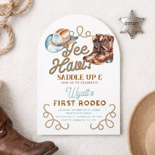 Cowboy First Rodeo 1st Birthday Invitation