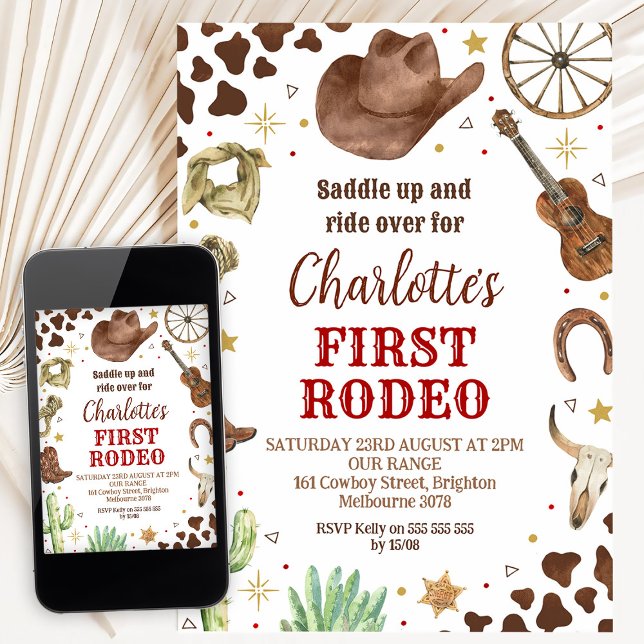 Cowboy First Rodeo 1st Birthday Invitation (Creator Uploaded)