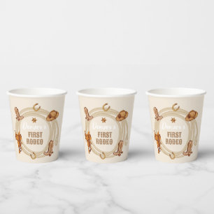 Cowboy First Rodeo Birthday Gender Neutral  Paper Cups