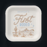 Cowboy First Rodeo Birthday Plates<br><div class="desc">Boy's Western Party Plates
Ready to be personalised by you!</div>
