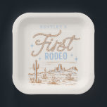 Cowboy First Rodeo Birthday Plates<br><div class="desc">Boy's Western Party Plates
Ready to be personalised by you!</div>