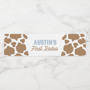 Cowboy First Rodeo Birthday Water Bottle Label