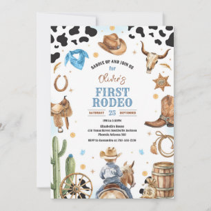 Cowboy First Rodeo Wild West 1st Birthday  Invitation