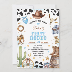 Cowboy First Rodeo Wild West 1st Birthday Invitation