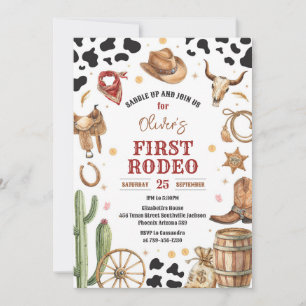 Cowboy First Rodeo Wild West 1st Birthday Invitation