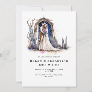 Cowboy Floral Western Wedding Rustic Wedding  Invitation