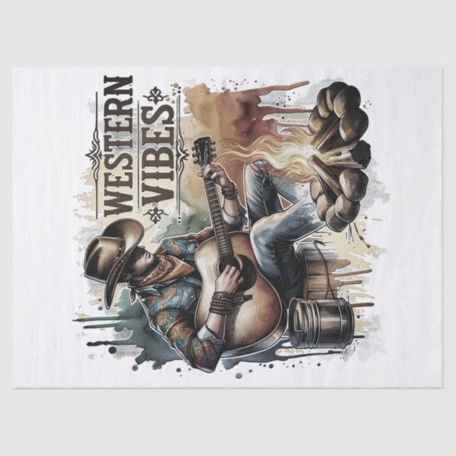 Cowboy Free Spirit Retro Western Decoupage Tissue Paper (Front)