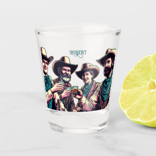  Cowboy Friends Drinking Shots Custom  Shot Glass