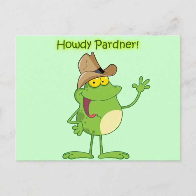 Cowboy Frog Waving Howdy Postcard (Front)
