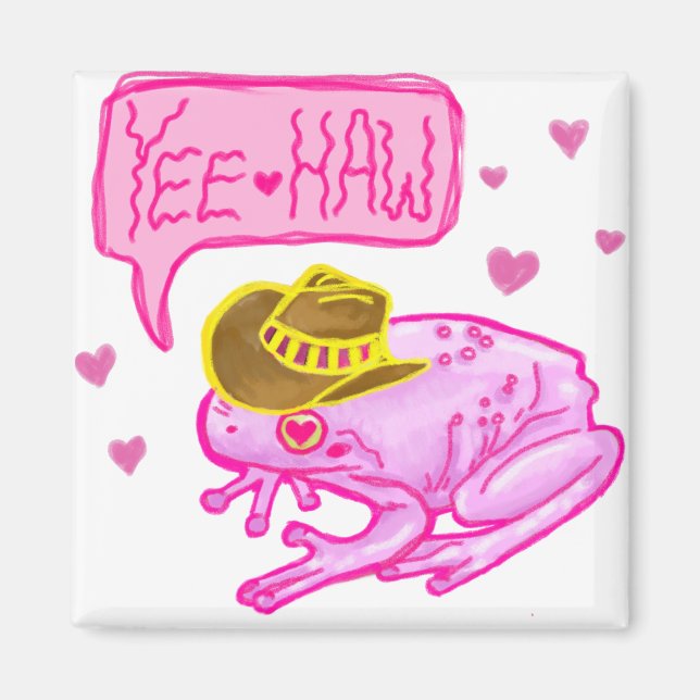 Cowboy Frog Yee Haw Design Magnet (Front)