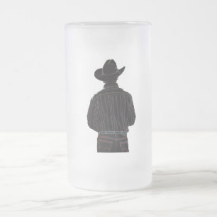 cowboy frosted glass beer mug