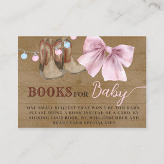 Cowboy gender reveal books for baby card. enclosu enclosure card