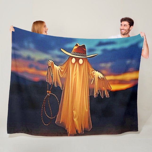Cowboy Ghost at Sunset Design Fleece Blanket (In Situ)