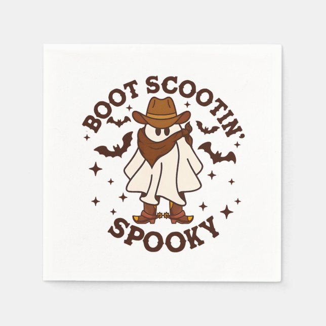 Cowboy Ghost Cowhide Boot Scooting Spooky Western  Napkin (Front)
