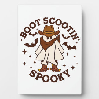 Cowboy Ghost Cowhide Boot Scooting Spooky Western  Plaque