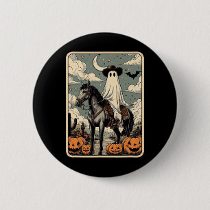 Cowboy Ghost Riding Horse Funny Tarot Card Hallowe 6 Cm Round Badge
