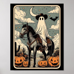 Cowboy Ghost Riding Horse Funny Tarot Card Hallowe Poster