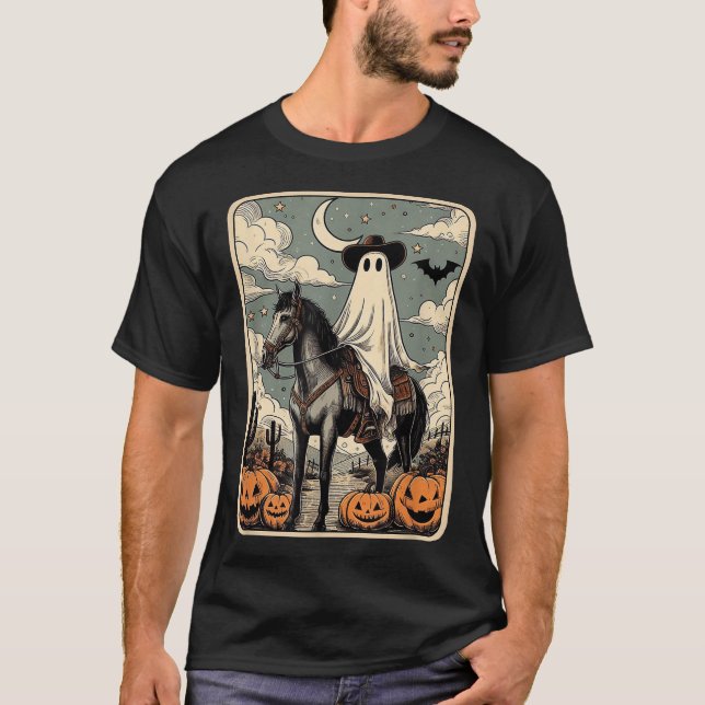 Cowboy Ghost Riding Horse Tarot Card Halloween  T-Shirt (Front)