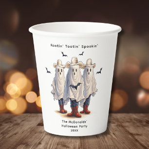 Cowboy Ghosts Funny Western Halloween Party Paper Cups