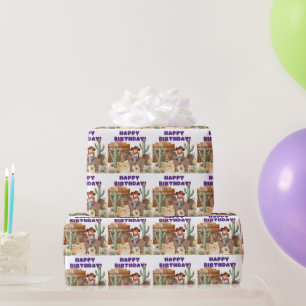 Cowboy Girl on Horse Birthday Party Wrapping Paper