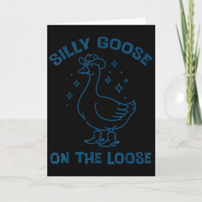 Cowboy Goose Silly On The Loose Funny Animal Men W Card (Front)