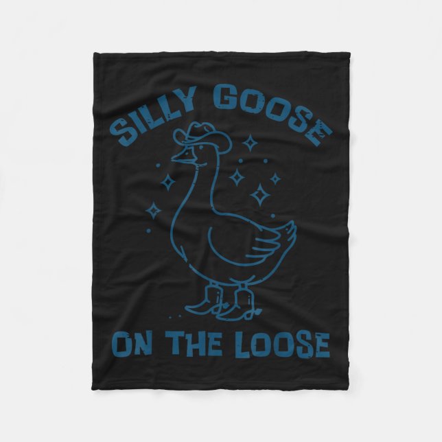 Cowboy Goose Silly On The Loose Funny Animal Men W Fleece Blanket (Front)