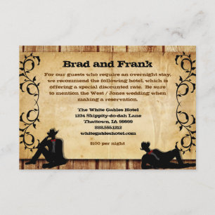 Cowboy Grooms Custom Gay Wedding Accommodations Enclosure Card