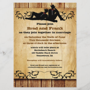 Cowboy Grooms Custom Gay Wedding Invitations