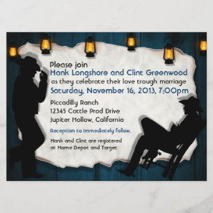 Cowboy Grooms II Custom Gay Wedding Invitations