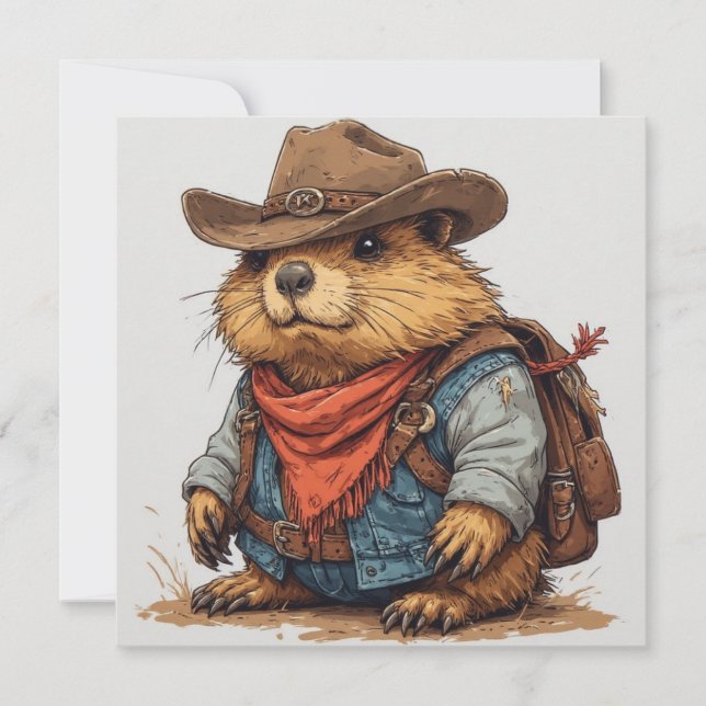 cowboy groundhog invitation (Front)