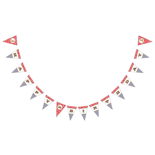 Cowboy Happy Birthday Banner Paisley Gingham (All)