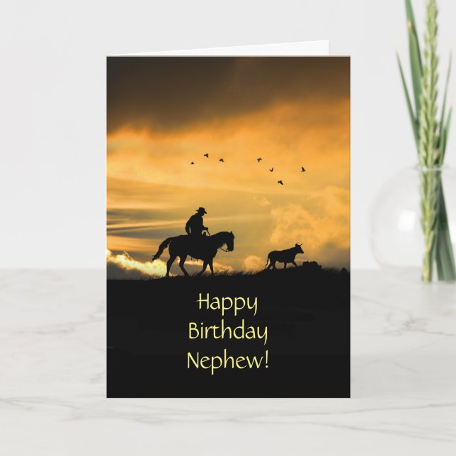 Cowboy Happy Birthday for Nephew Card (Front)