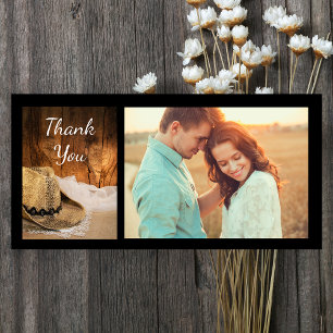 Cowboy Hat and Barn Wood Country Wedding Thank You